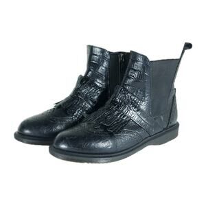 Dr Martens Women’s Tina US9 Black Leather Croc Embossed Fringe Chelsea Boots
